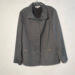 COLDWATER CREEK Career Drawstring Waist Grey/Black 2 Pocket Blazer/Jacket SZ 16